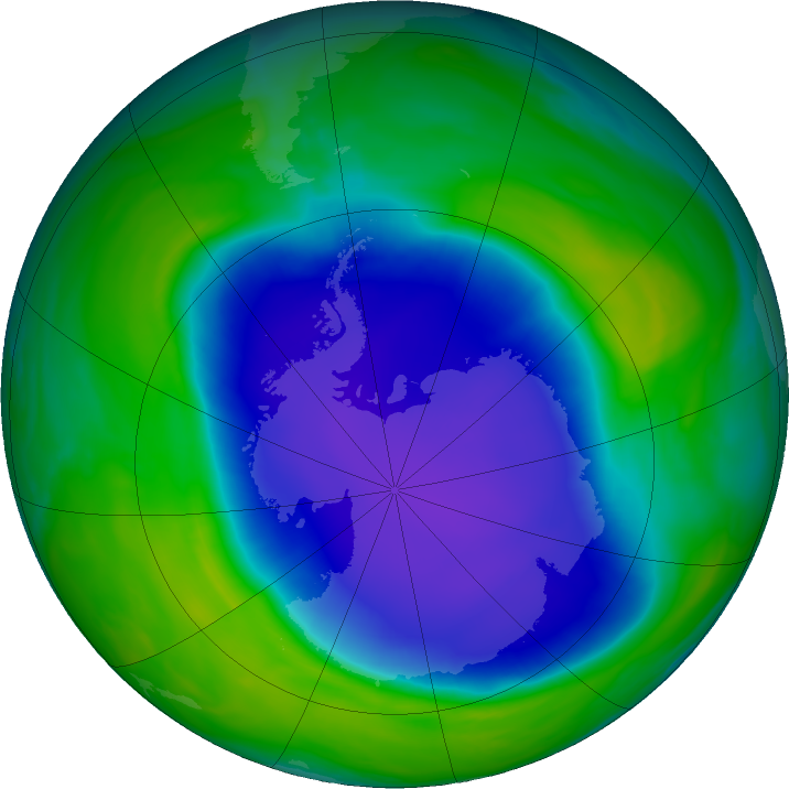 Antarctic ozone map for 21 November 2020